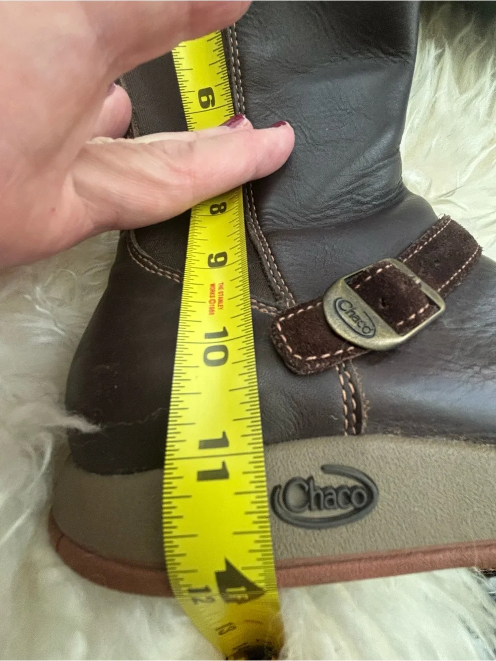 Women Brown Waterproof Mid-Calf Boot Buckle chaco Mara brown leatger 7.5 8 mint